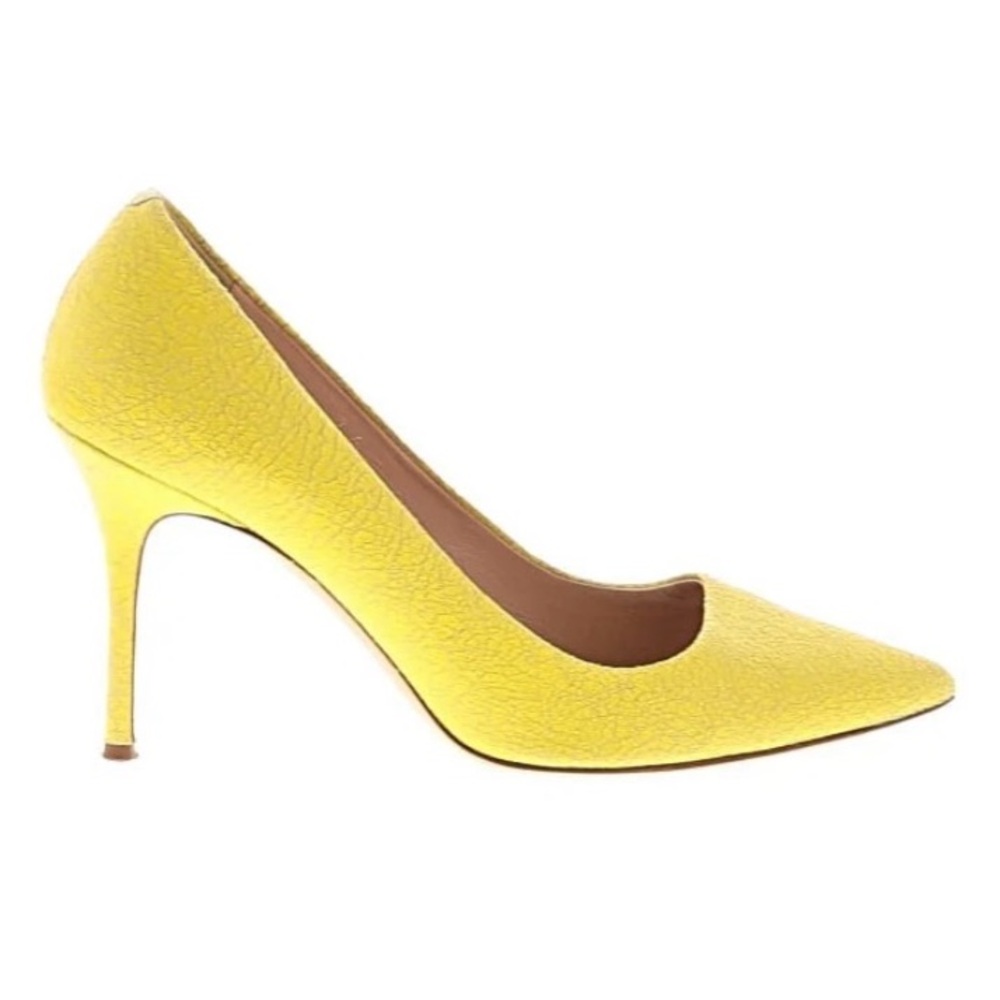 J.Crew Elsie Crackled Leather Pump - Pale Kiwi